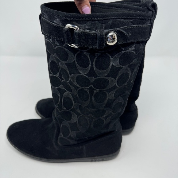 Coach Black Logo Suede Leather Winter Boots - Picture 8 of 12